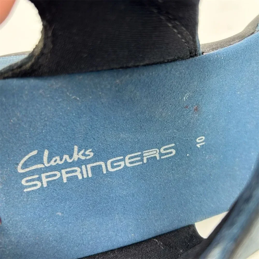 Clarks Women's Sporty Blue Leather Slingback Sandals Size 10 Casual Summer